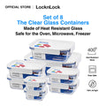 LocknLock Set of 8 The Clear Glass (Rectangle) Airtight Oven Glass Containers