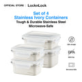 LocknLock Set of 4 Stainless Ivory Container