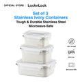 Set of 3 Stainless Ivory Container