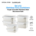 LocknLock Set of 6 Stainless Ivory Container