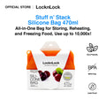LocknLock Stuff n' Stack Silicone Food Bags | Food Grade, Reusable, Microwave-safe, Dishwasher-Safe, Eco-Friendly 470ml