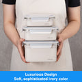 Set of 8 Stainless Ivory Microwave-Safe Container