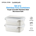 Set of 2 Stainless Ivory Container