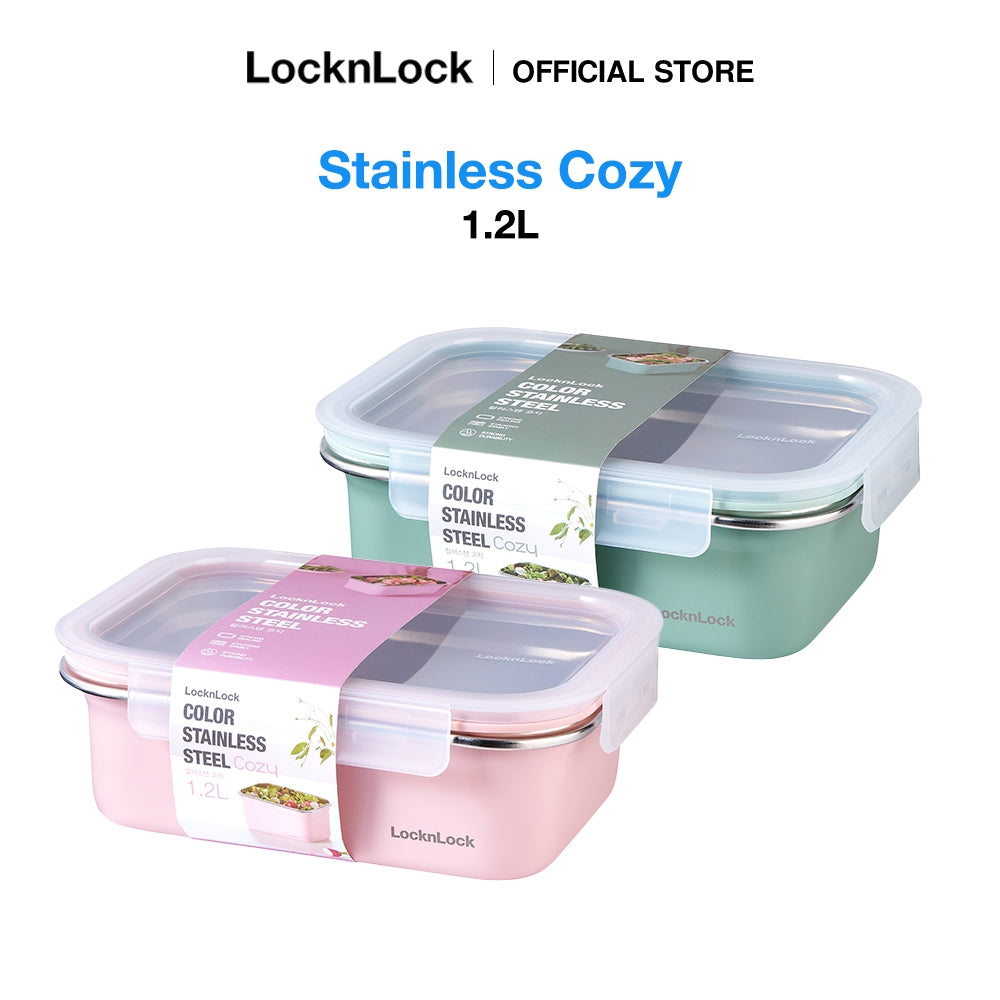 LocknLock Stainless Cozy 1.2L | Microwave-Safe Stainless Steel Food Container