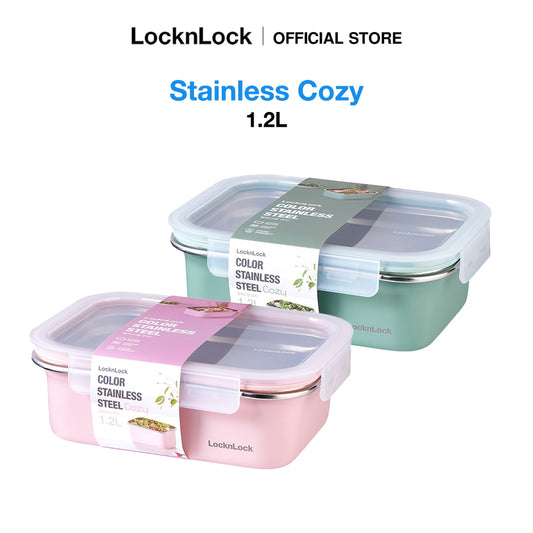 LocknLock Stainless Cozy 1.2L | Microwave-Safe Stainless Steel Food Container