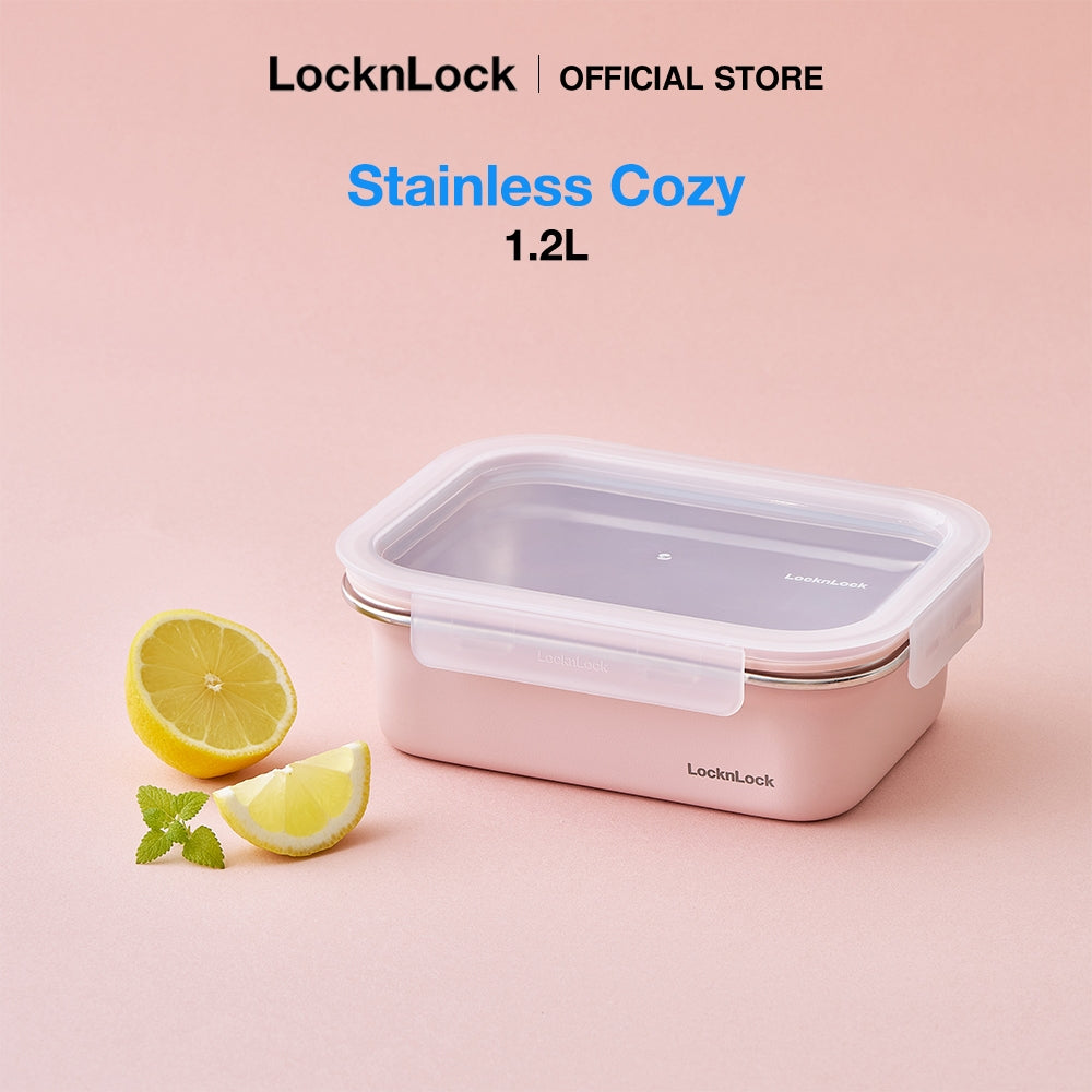 LocknLock Stainless Cozy 1.2L | Microwave-Safe Stainless Steel Food Container
