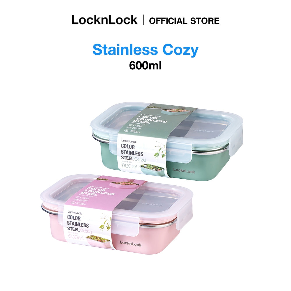 LocknLock Stainless Cozy 600ml | Microwave-Safe Stainless Steel Food Container