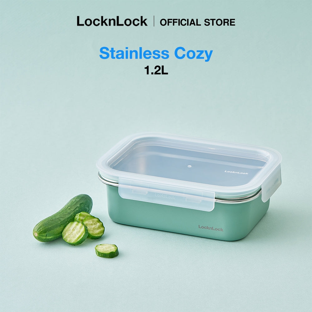 LocknLock Stainless Cozy 1.2L | Microwave-Safe Stainless Steel Food Container