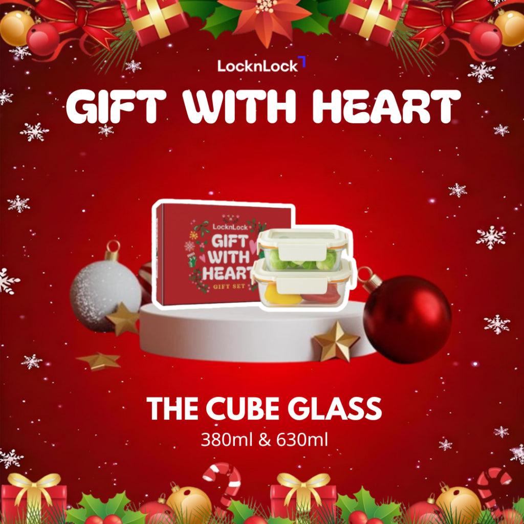 LocknLock Christmas Set The Cube Heat-Resistant Glass Airtight Container