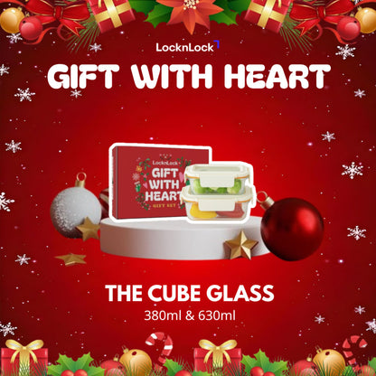 LocknLock Christmas Set The Cube Heat-Resistant Glass Airtight Container