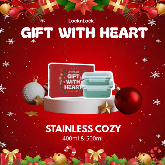 LocknLock Christmas Set Stainless Cozy| Microwave-Safe Stainless Steel Food Container