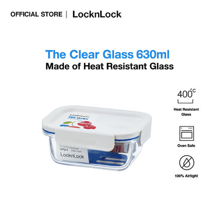 LocknLock The Clear Glass 630ml (Rectangle) Airtight, Oven-Safe Glass