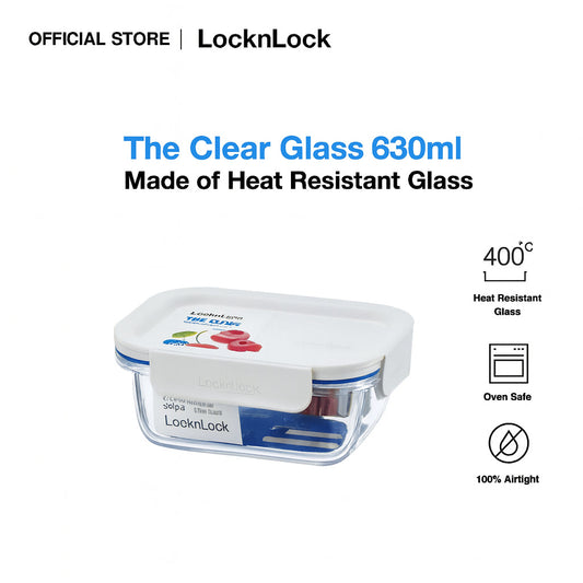 LocknLock The Clear Glass 630ml (Rectangle) Airtight, Oven-Safe Glass