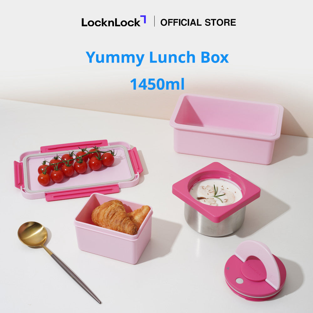 Pink Color Lunch Box LocknLock Yummy Lunch Box Pink