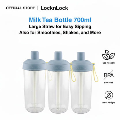 LocknLock Milk Tea Bottle 700ml | With Extra Large Straw for Milk Tea, Smoothies BUY 2 TAKE 1 FREE