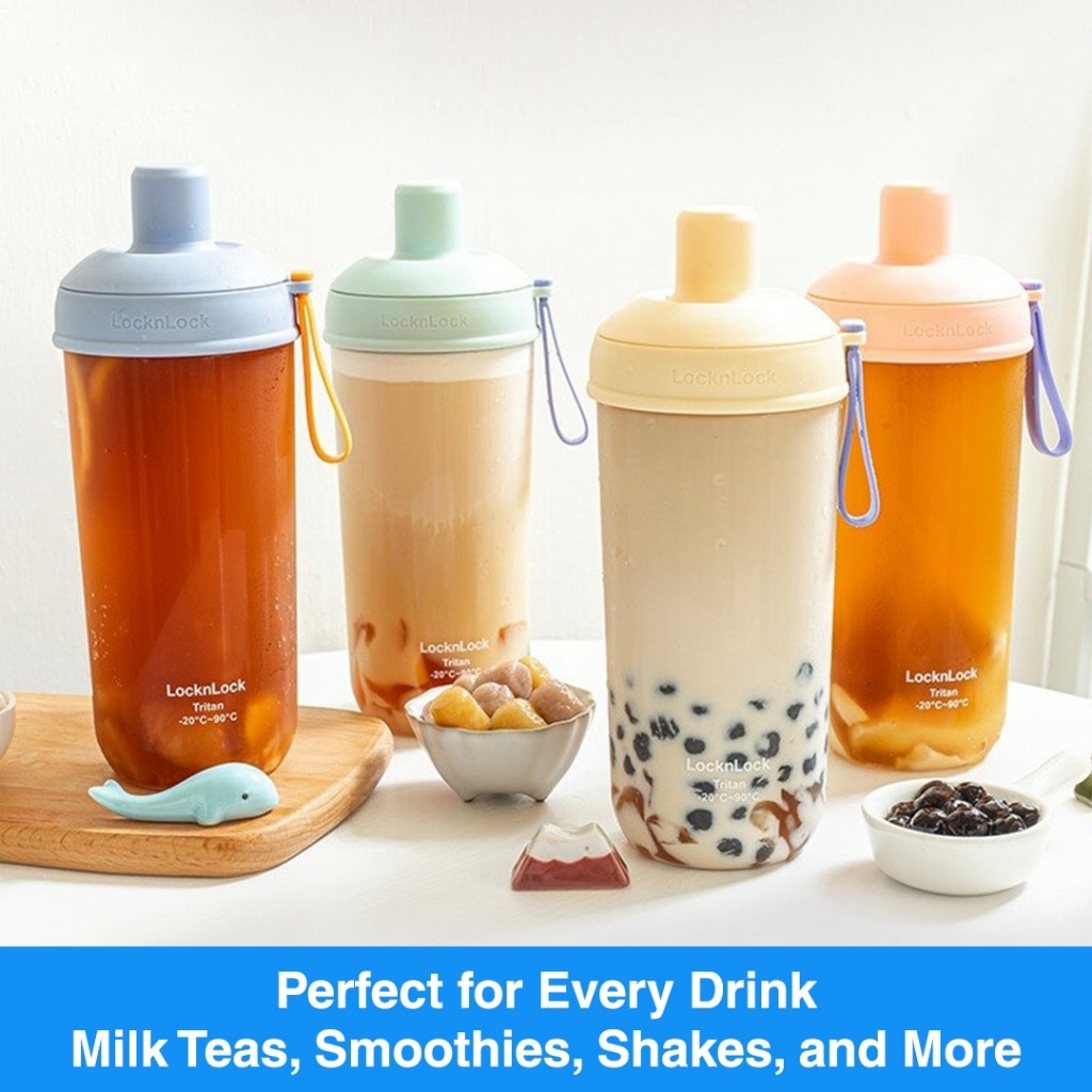 LocknLock Milk Tea Bottle 700ml | With Extra Large Straw for Milk Tea, Smoothies BUY 2 TAKE 1 FREE