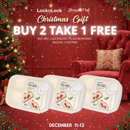 LocknLock To-Go Lunch Box with Dividers and Sauce Container | Bento Box BUY 2 TAKE 1 FREE