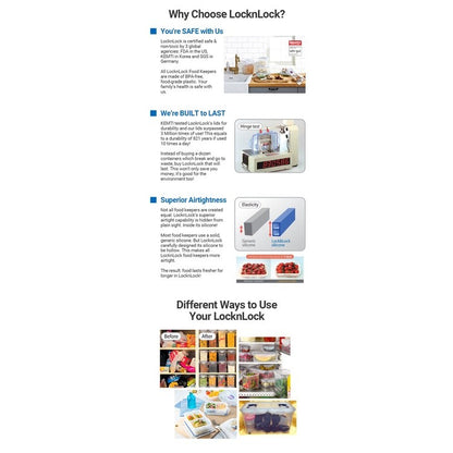 LocknLock Classic Airtight Rectangular Food Container 600ML HPL854 BUY 2 TAKE 1