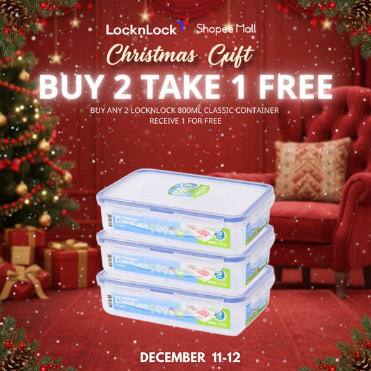 LocknLock Eco-Friendly  Classic Airtight Rectangular Food Container 800ML HPL816 BUY 2 TAKE 1 FREE