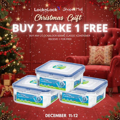 LocknLock Classic Airtight Rectangular Food Container 600ML HPL854 BUY 2 TAKE 1
