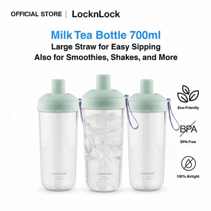 LocknLock Milk Tea Bottle 700ml | With Extra Large Straw for Milk Tea, Smoothies BUY 2 TAKE 1 FREE