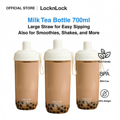 LocknLock Milk Tea Bottle 700ml | With Extra Large Straw for Milk Tea, Smoothies BUY 2 TAKE 1 FREE