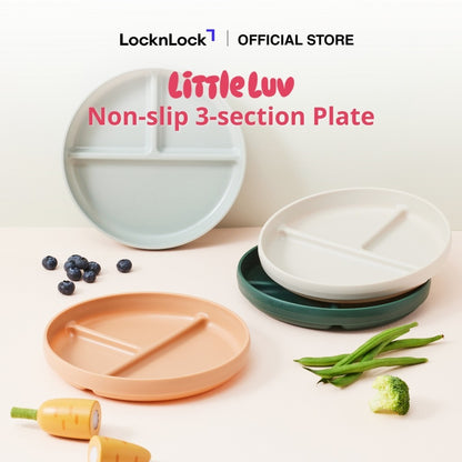 Little Luv Non-slip 3-section Plate 2-Piece Set