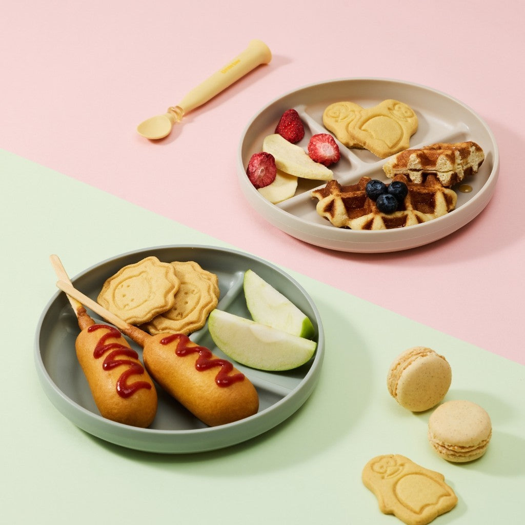 Little Luv Non-slip 3-section Plate 2-Piece Set