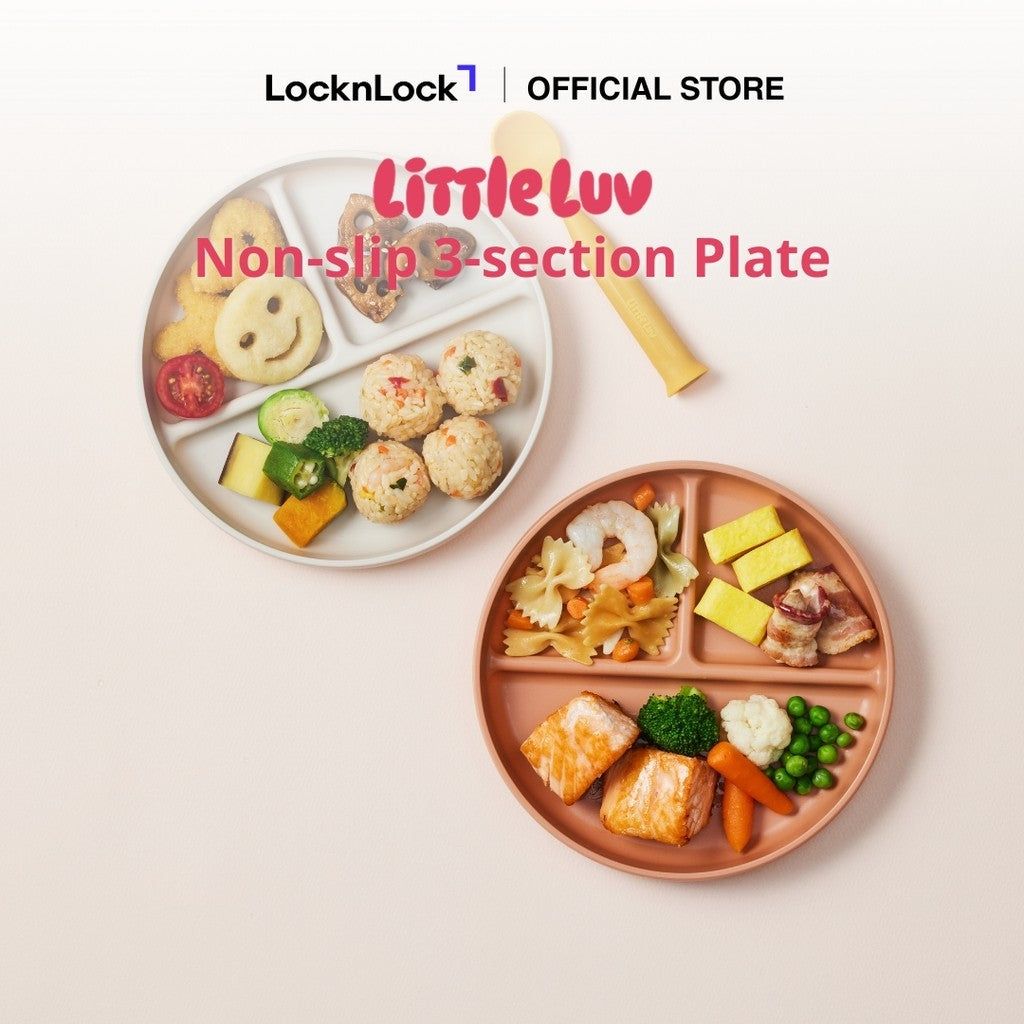 Little Luv Non-slip 3-section Plate 2-Piece Set