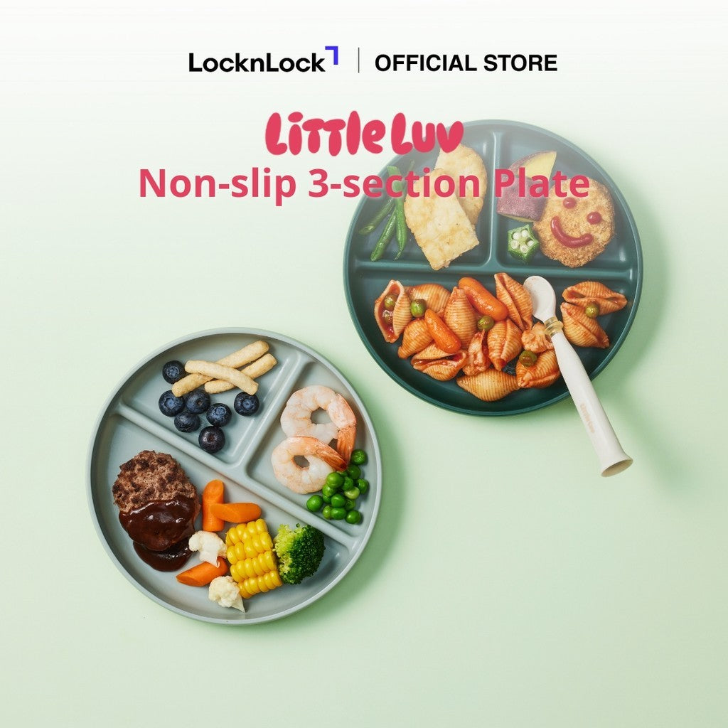 Little Luv Non-slip 3-section Plate 2-Piece Set
