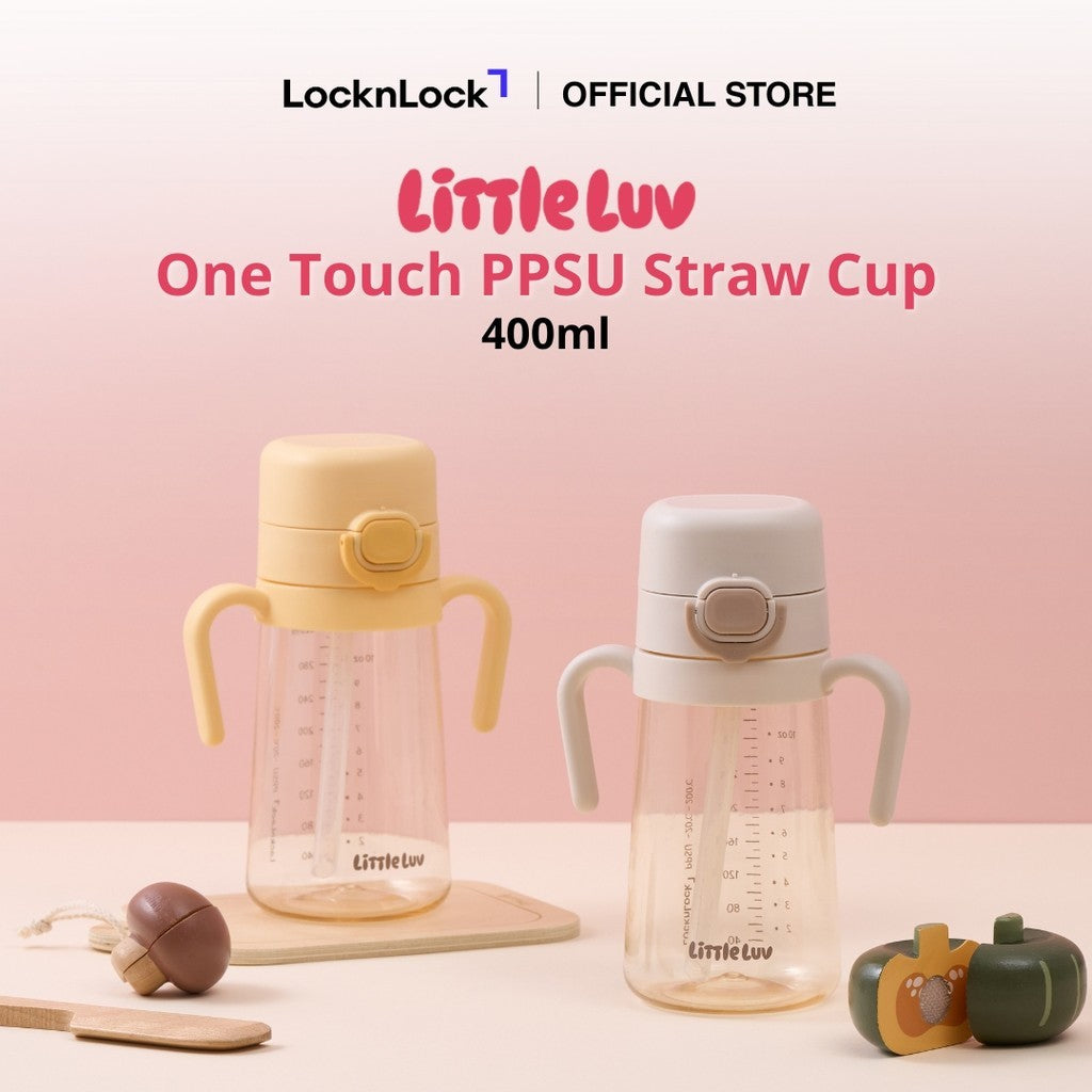 Little Luv One Touch PPSU Straw Cup 400ml Ivory