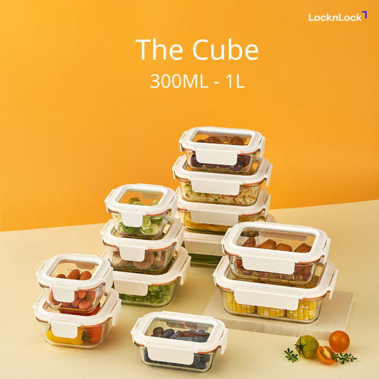 [Pre-Order Exclusive] LocknLock The Cube Heat-Resistant Glass Airtight Container