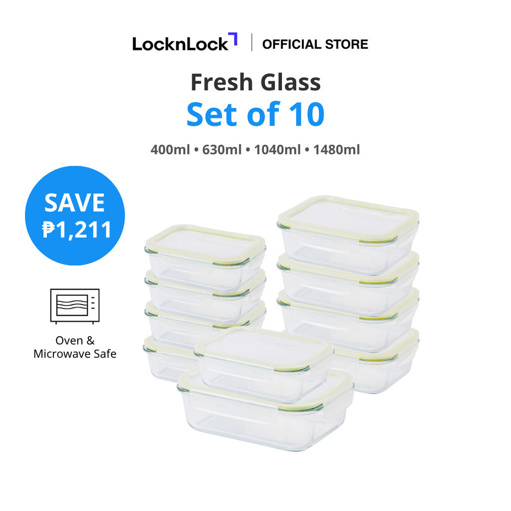 LocknLock Fresh Glass Oven-Safe Food Container | Set of 10