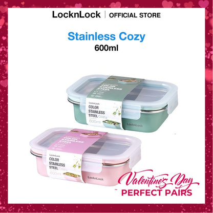 LocknLock Stainless Cozy 600ml | Microwave-Safe Stainless Steel Food Container Perfect Pairs