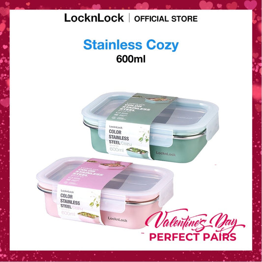 LocknLock Stainless Cozy 600ml | Microwave-Safe Stainless Steel Food Container Perfect Pairs