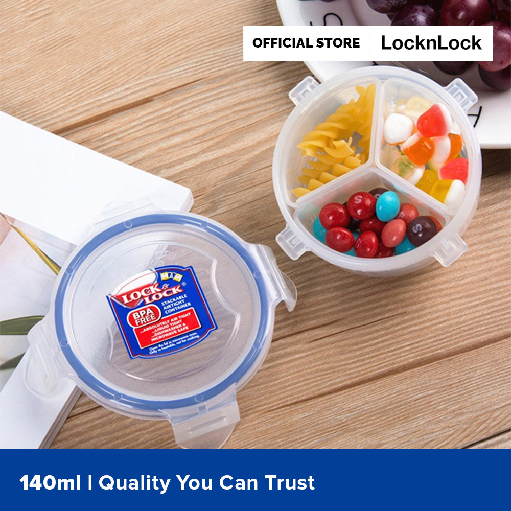 LocknLock Classic Airtight Round Food Container with Divider 140ml HPL934C