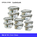LocknLock Set of 10 Oven Glass Rectangular Airtight Food Container