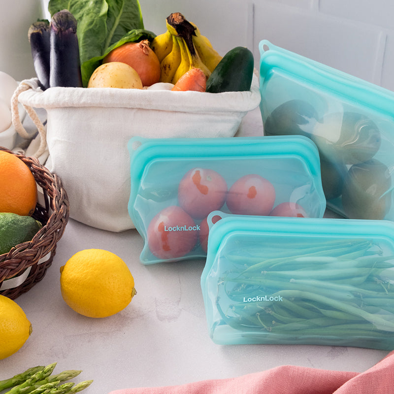 LocknLock Stuff n' Stack Reusable Silicone Bag Starter Set of 3