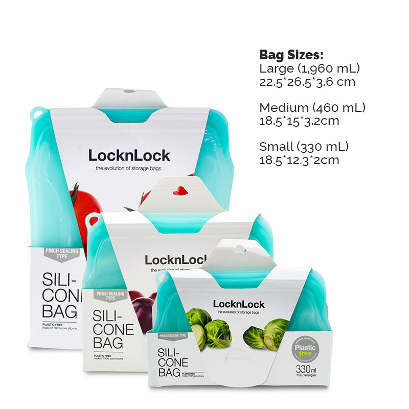 LocknLock Stuff n' Stack Reusable Silicone Bag Starter Set of 3