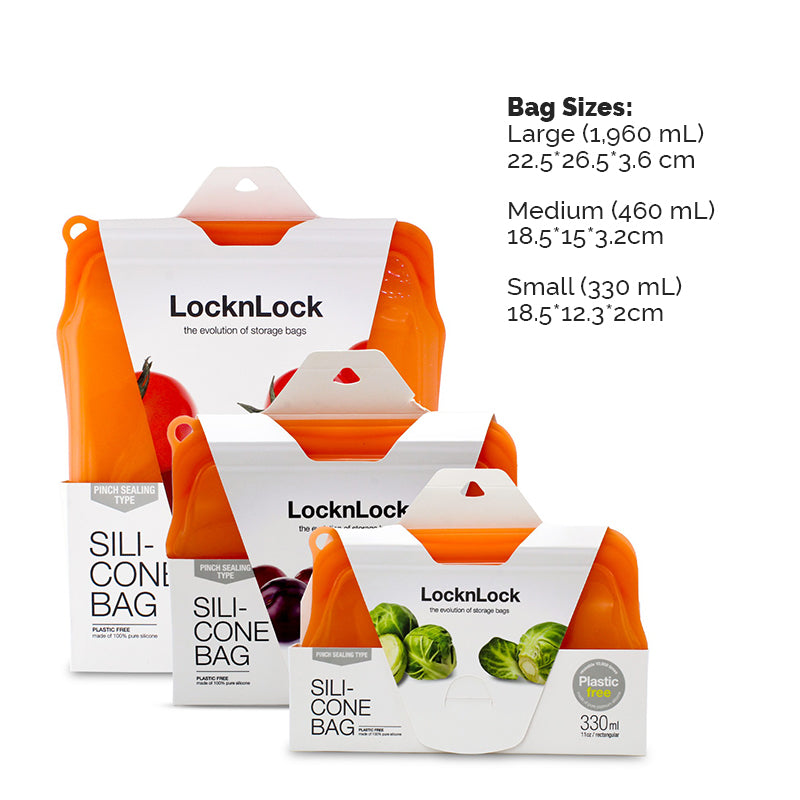 LocknLock Stuff n' Stack Reusable Silicone Bag Starter Set of 3