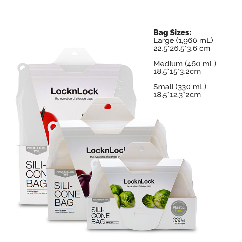 LocknLock Stuff n' Stack Reusable Silicone Bag Starter Set of 3